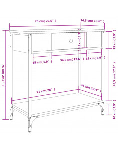Tavolino Consolle Nero 75x34,5x75 cm in Legno Multistrato