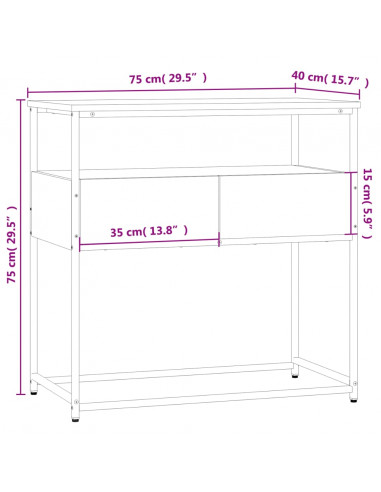 Tavolino Consolle Nero 75x40x75 cm in Legno Multistrato