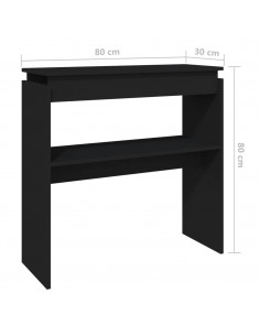 Tavolino Consolle Nero 80x30x80 cm in Legno Multistrato