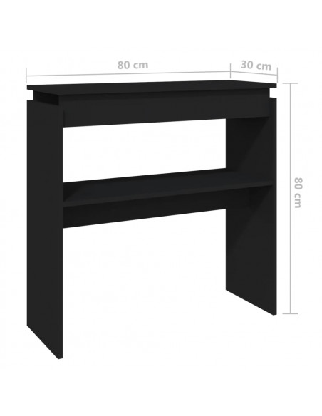 Tavolino Consolle Nero 80x30x80 cm in Legno Multistrato