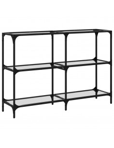 Tavolino Consolle Piano Vetro Trasparente 118,5x30x81cm Acciaio