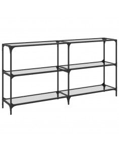 Tavolino Consolle Piano Vetro Trasparente 158,5x30x81cm Acciaio
