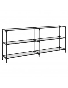Tavolino Consolle Piano Vetro Trasparente 194,5x30x81cm Acciaio