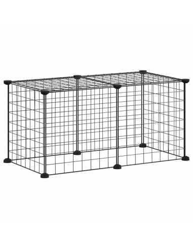 Gabbia per Animali Domestici 8 Pannelli Nero 35x35 cm Acciaio