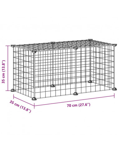 Gabbia per Animali Domestici 8 Pannelli Nero 35x35 cm Acciaio