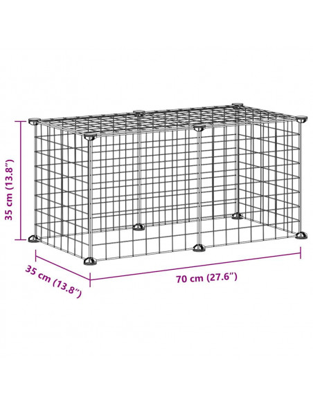 Gabbia per Animali Domestici 8 Pannelli Nero 35x35 cm Acciaio