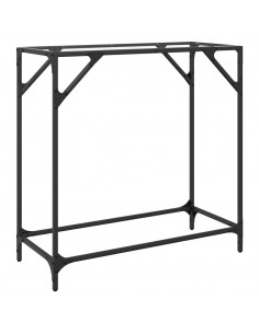 Tavolino Consolle Piano Vetro Trasparente 80x35x81cm in Acciaio