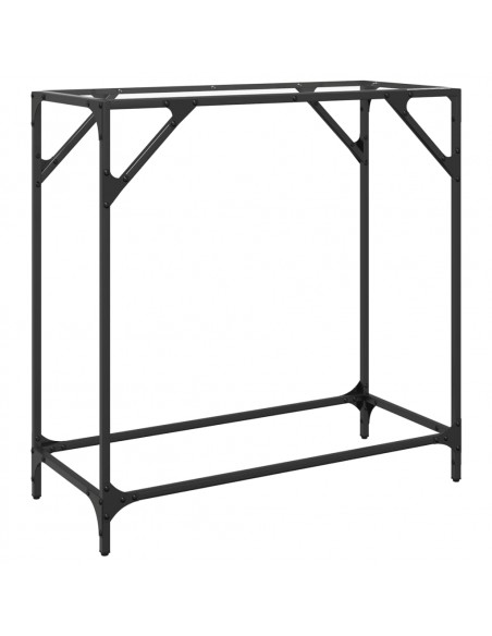 Tavolino Consolle Piano Vetro Trasparente 80x35x81cm in Acciaio