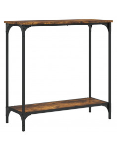 Tavolino Consolle Rovere Fumo 75x30,5x75 cm Legno Multistrato