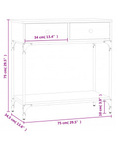 Tavolino Consolle Rovere Fumo 75x34,5x75cm Legno Multistrato