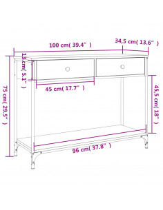 Tavolino Consolle Rovere Sonoma 100x34,5x75cm Legno Multistrato