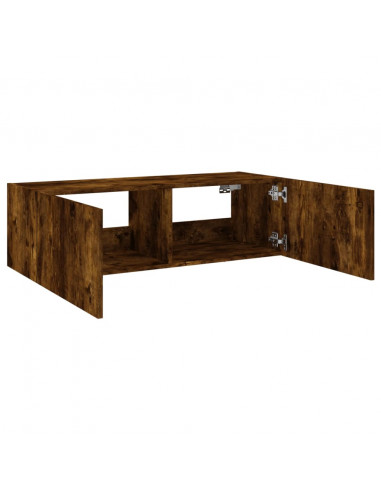 Mobile TV a Parete con Luci LED Rovere Fumo 100x35x31 cm