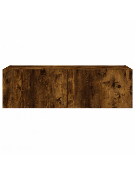 Mobile TV a Parete con Luci LED Rovere Fumo 100x35x31 cm