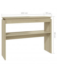 Tavolino Consolle Rovere Sonoma 102x30x80 cm Legno Multistrato