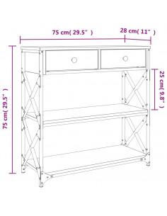 Tavolino Consolle Rovere Sonoma 75x28x75cm in Legno Multistrato