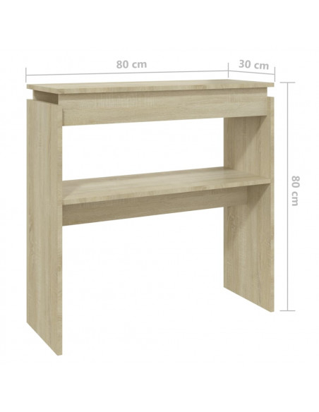 Tavolino Consolle Rovere Sonoma 80x30x80cm in Legno Multistrato