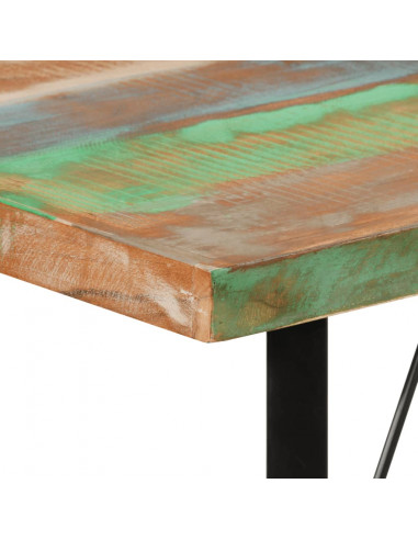 Tavolino da Bar 110x55x107cm Legno Massello di Recupero e Ferro