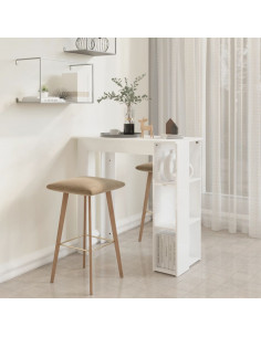 Tavolino da Bar con Ripiani Bianco Lucido 102x50x103,5 cm