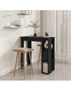 Tavolino da Bar con Ripiani Nero 102x50x103,5cm in Truciolato