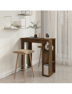 Tavolino da Bar con Ripiani Rovere Fumo 102x50x103,5 cm