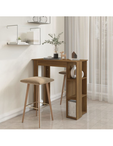 Tavolino da Bar con Ripiani Rovere Marrone 102x50x103,5 cm
