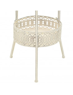 Tavolino da Bar Vintage Circolare in Metallo 40x70cm Bianco