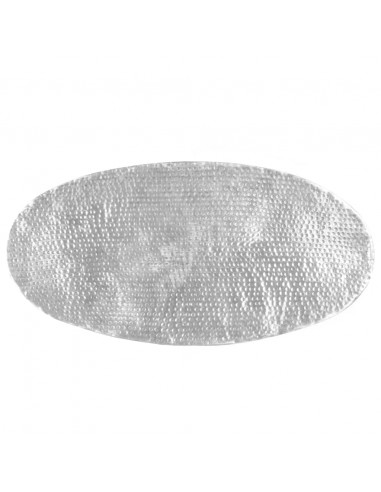 Tavolino da Salotto 100x50x28cm Argento in Alluminio Martellato