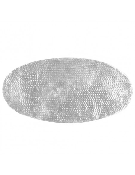 Tavolino da Salotto 100x50x28cm Argento in Alluminio Martellato