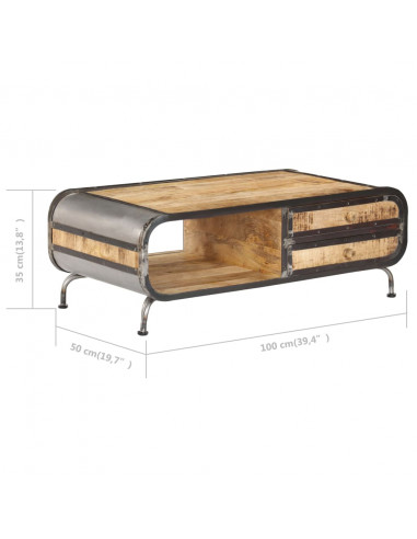 Tavolino da Caffè 100x50x35 cm Legno Massello di Mango