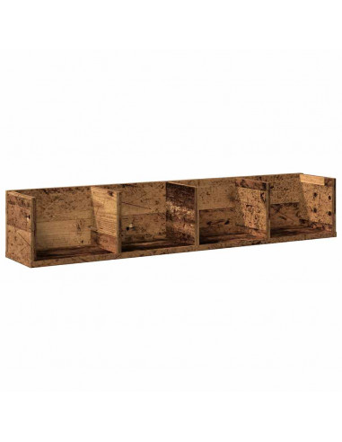 Scaffale Porta CD a Parete Antico 100x18x18cm Legno Multistrato