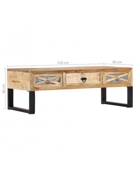Tavolino da Caffè 110x50x38 cm in Legno Massello di Mango