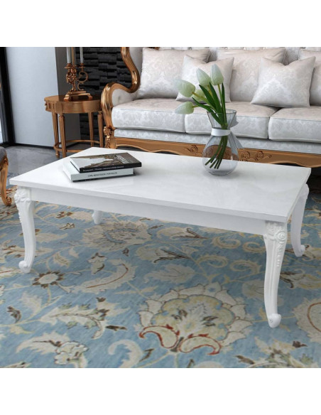 Tavolino da Caffè 115x65x42 cm Bianco Lucido