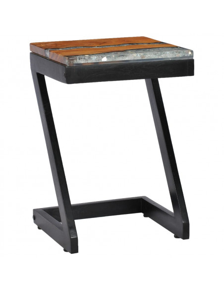 Tavolino da Caffè 30x30x50 cm Legno Massello Teak e Poliresina
