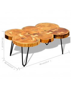 Tavolino da Caffè 35 cm 6 Tronchi in Legno Massello di Sheesham