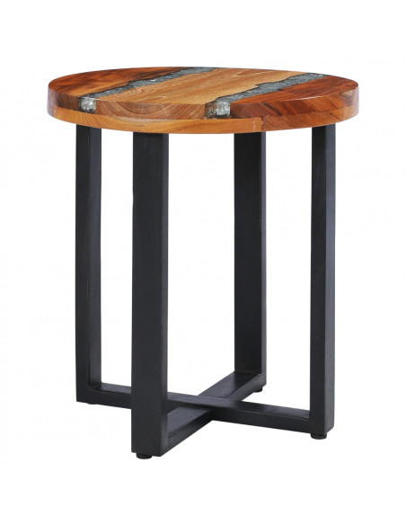 Tavolino da Caffè 40x45 cm Legno Massello Teak e Poliresina