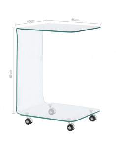 Tavolino da Caffè 45x40x63 cm in Vetro Temperato