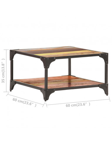 Tavolino da Caffè 60x60x35 cm in Legno Massello di Recupero