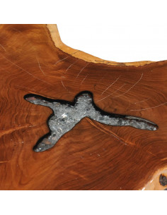 Tavolino da Caffè 70x45 cm Legno Massello Teak e Poliresina