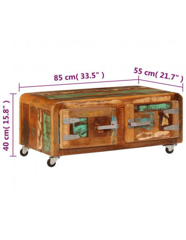 Tavolino da Salotto 85x55x40 cm in Legno Massello di Recupero