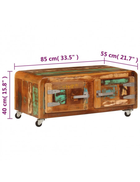 Tavolino da Salotto 85x55x40 cm in Legno Massello di Recupero