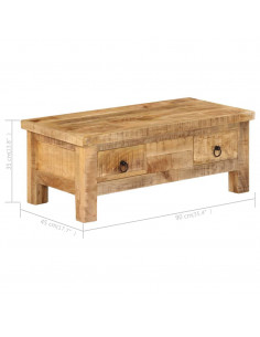 Tavolino da Caffè 90x45x35 cm in Legno Massello di Mango