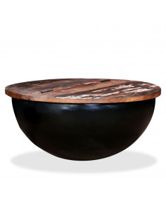 Tavolino da Caffè a Forma di Coppa in Massello Anticato Nero