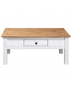 Tavolino da Caffè Bianco 100x60x45cm Pino Massello Panama Range