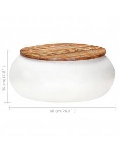 Tavolino da Caffè Bianco 68x68x30 cm in Legno di Recupero