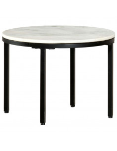 Tavolino da Salotto Bianco e Nero Ø50 cm in Vero Marmo Solido