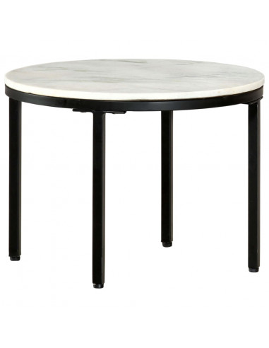 Tavolino da Salotto Bianco e Nero Ø50 cm in Vero Marmo Solido