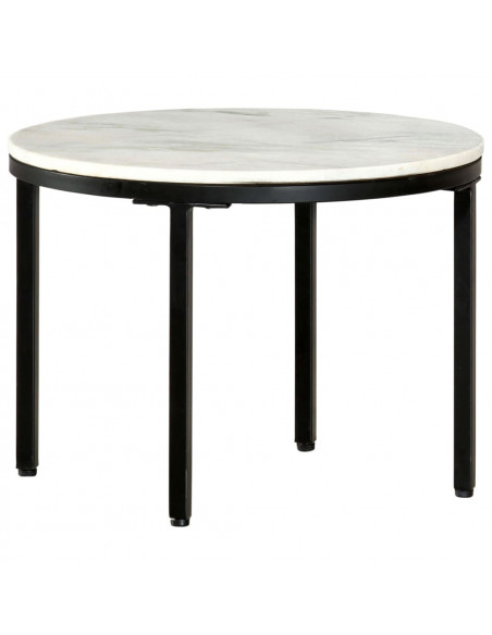 Tavolino da Salotto Bianco e Nero Ø50 cm in Vero Marmo Solido