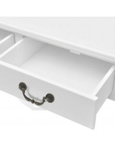 Tavolino da Caffè con 4 Cassetti Bianco