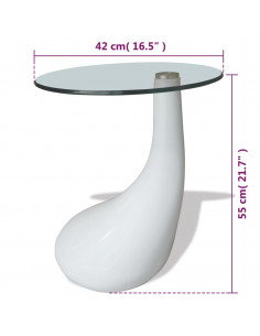 Tavolino da Salotto con Ripiano Ovale in Vetro Bianco Lucido