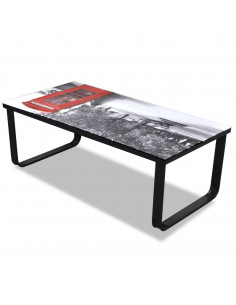 Tavolino da Caffè con Stampa su Vetro Cabina Telefonica